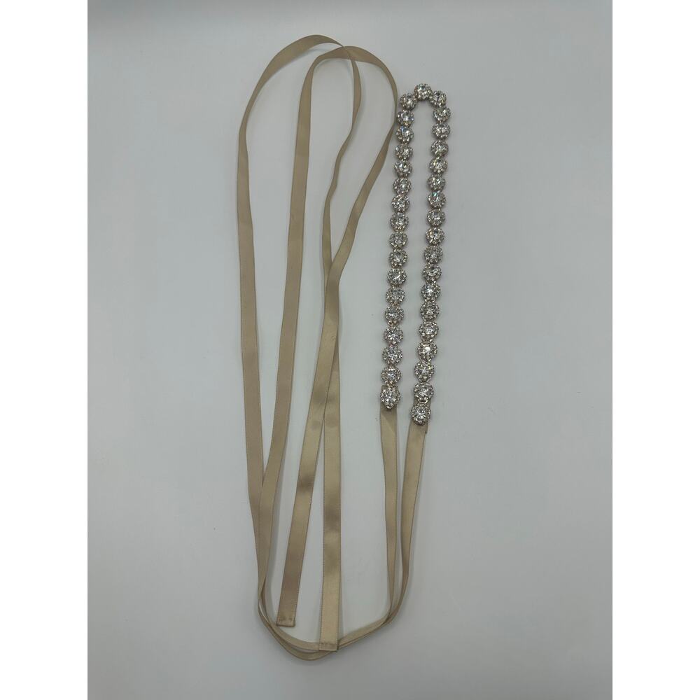 Rhinestone Bridal Sash with Satin Ribbon - Picture 2 of 4